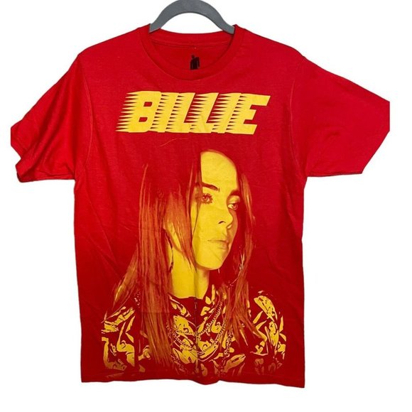 Billie Eilish Red and Yellow Logo T-Shirt Size S NWOT - Picture 2 of 5